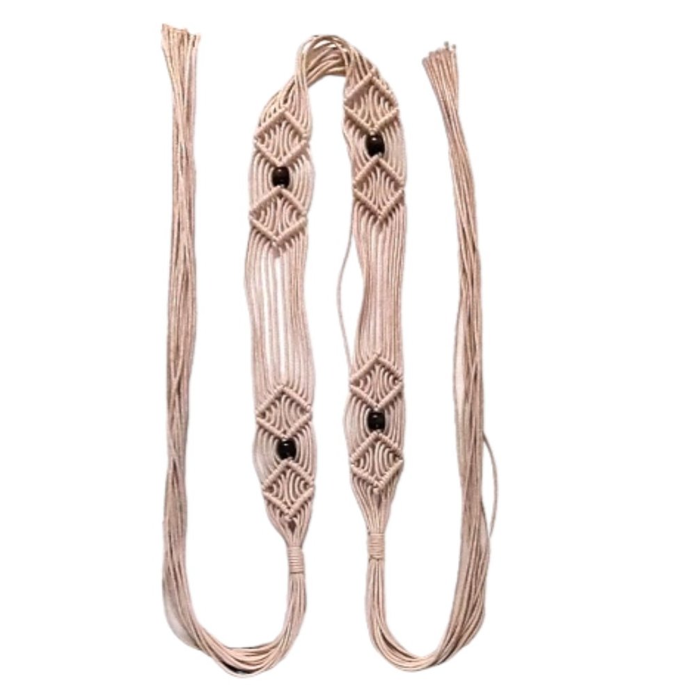 Handmade Boho Beaded Macrame Cord Tie Belt